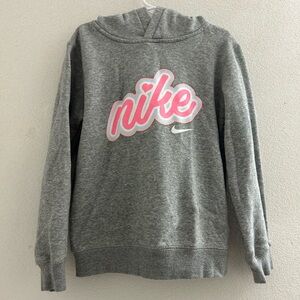 🦋 Nike Girls Gray and Pink Logo Sweatshirt Hoodie Jacket Size 6x